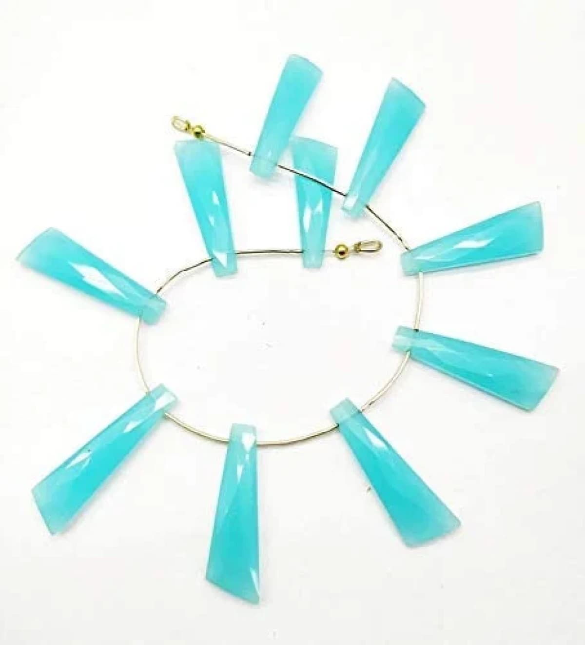 Jewelry Making Blue Chalcadony, Gemstone Bead Shaped Fancy Cut Faceted