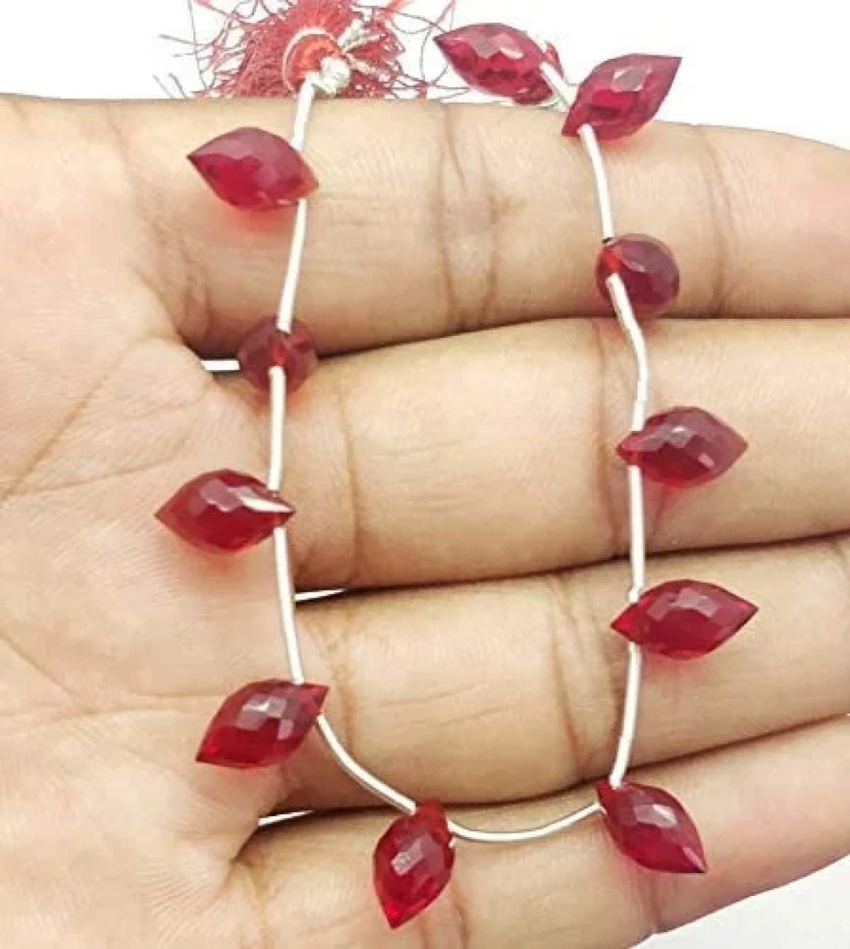 Pink Tourmaline Quartz Gemstone Bead Shaped Marquise Cut Faceted 6mm