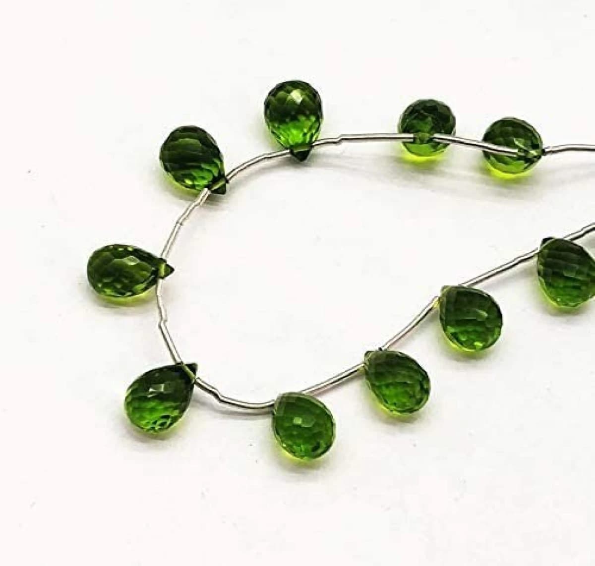 Peridot Quartz Gemstone Bead Shaped Teardrop Cut Faceted Size 6-7.5 mm