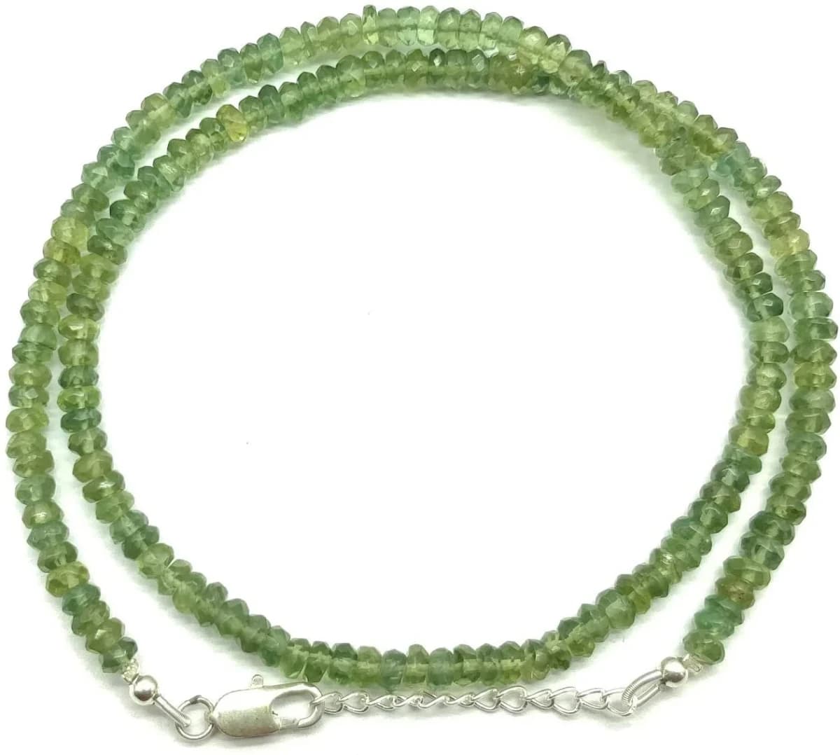 Green Apatite Gemstone Beads 4mm rondelle Faceted Necklace 16 inches