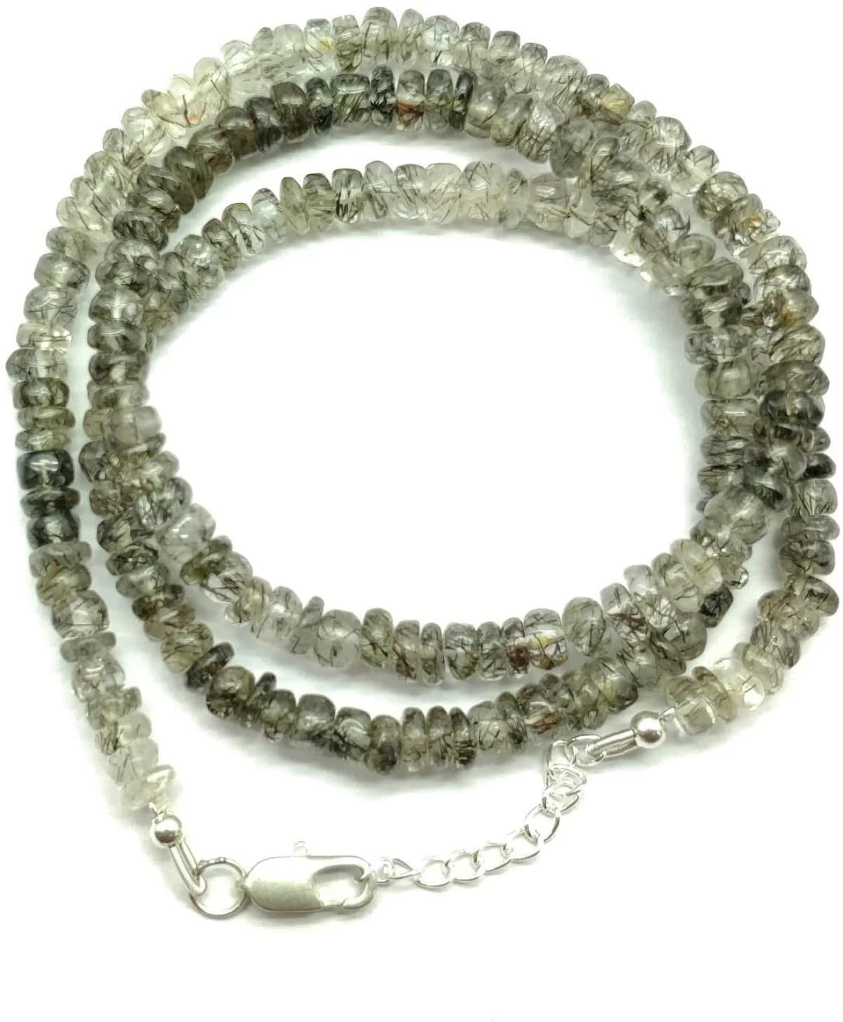 20 inches Black Hair Rutile Handmade Loose rondelle Smooth 5mm Beads