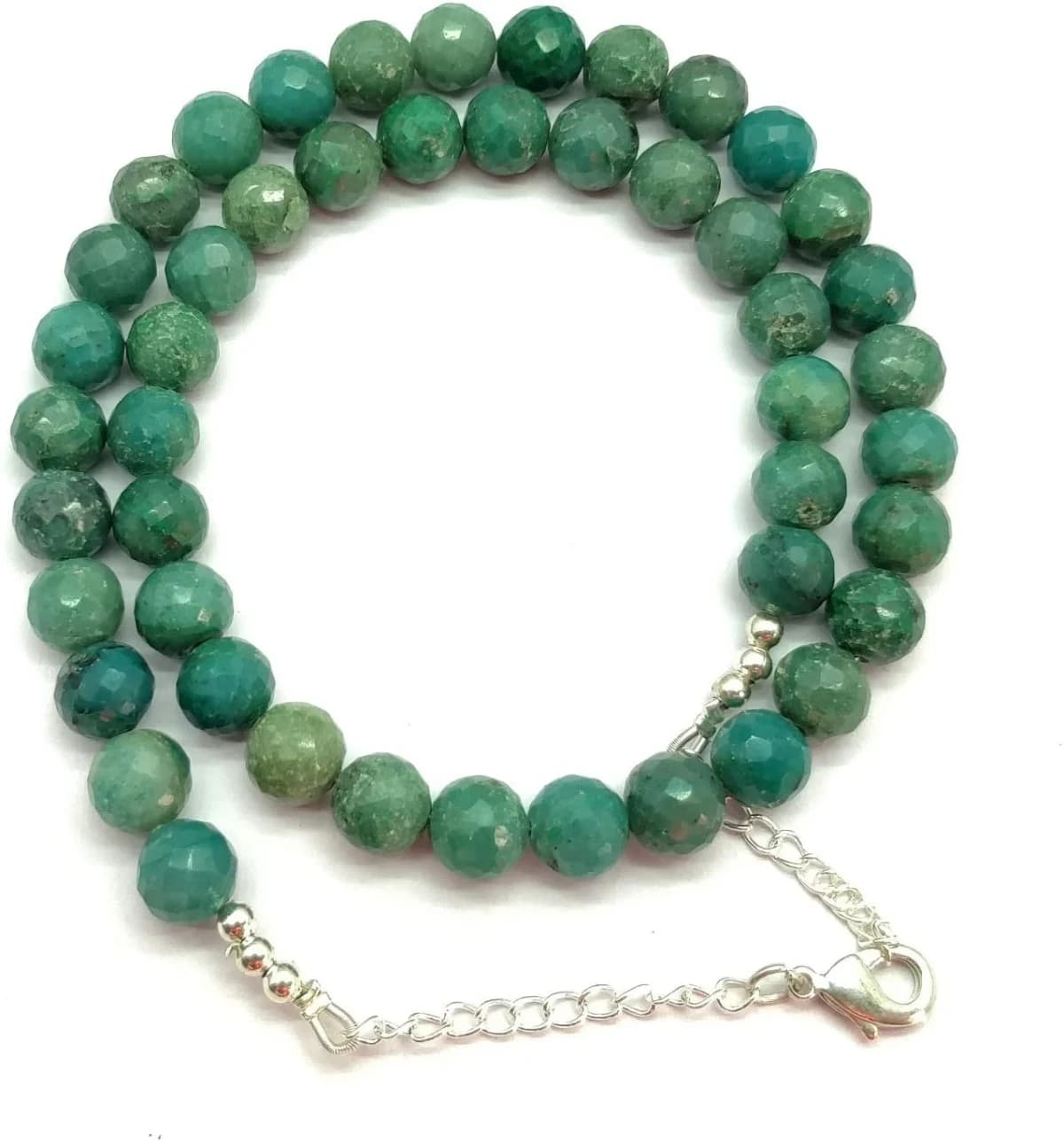 16 Inch Chrysocolla Gemstone Round Faceted Beads 8mm Handmade Necklace