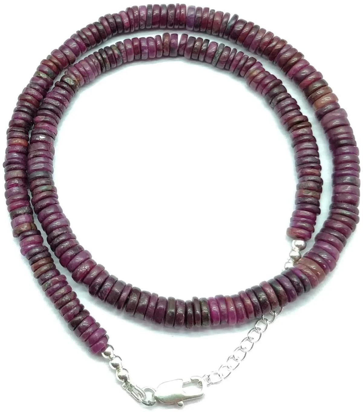 5-7 mm Red Ruby Gemstone Beads Coin Smooth Adjustable Necklace 16"