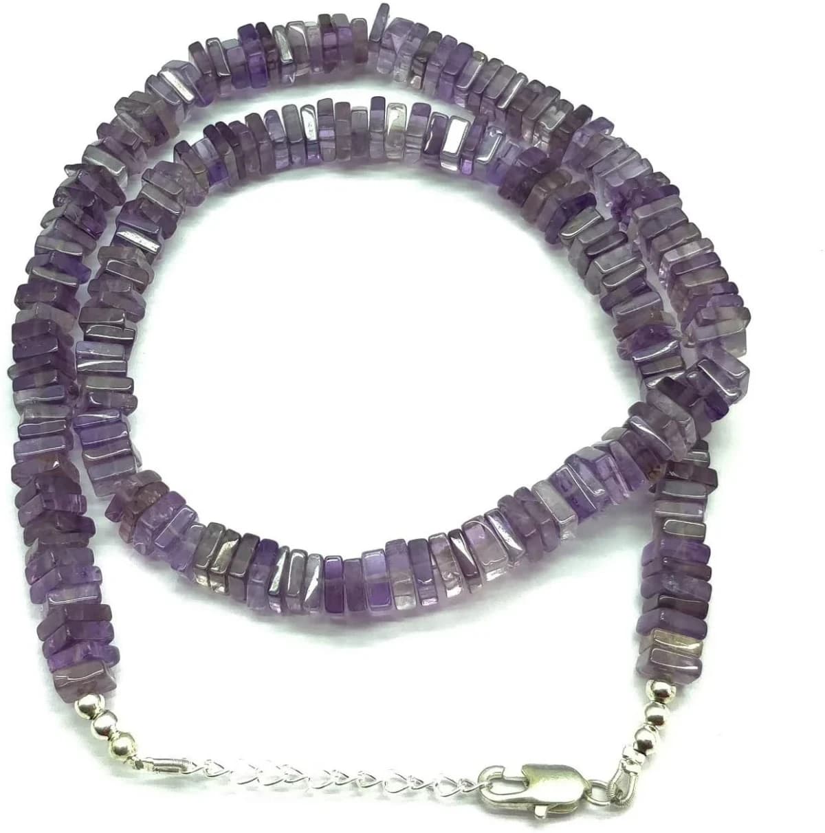 6mm Pink Amethyst Handmade Gemstone Beads heishi Smooth Necklace 16"