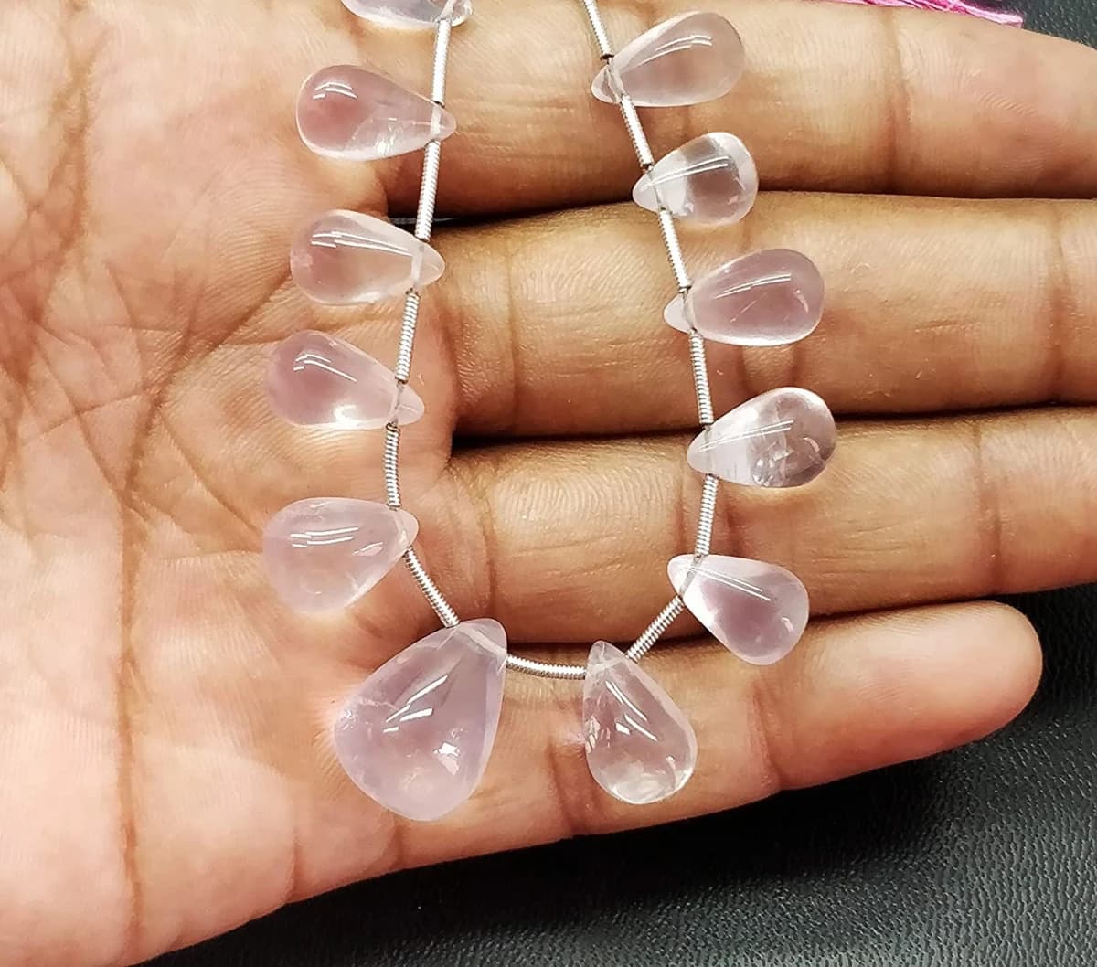 Gemstone Beads 6x11.5-12.5x17.5mm Rose Quartz Handmade Loose Beads