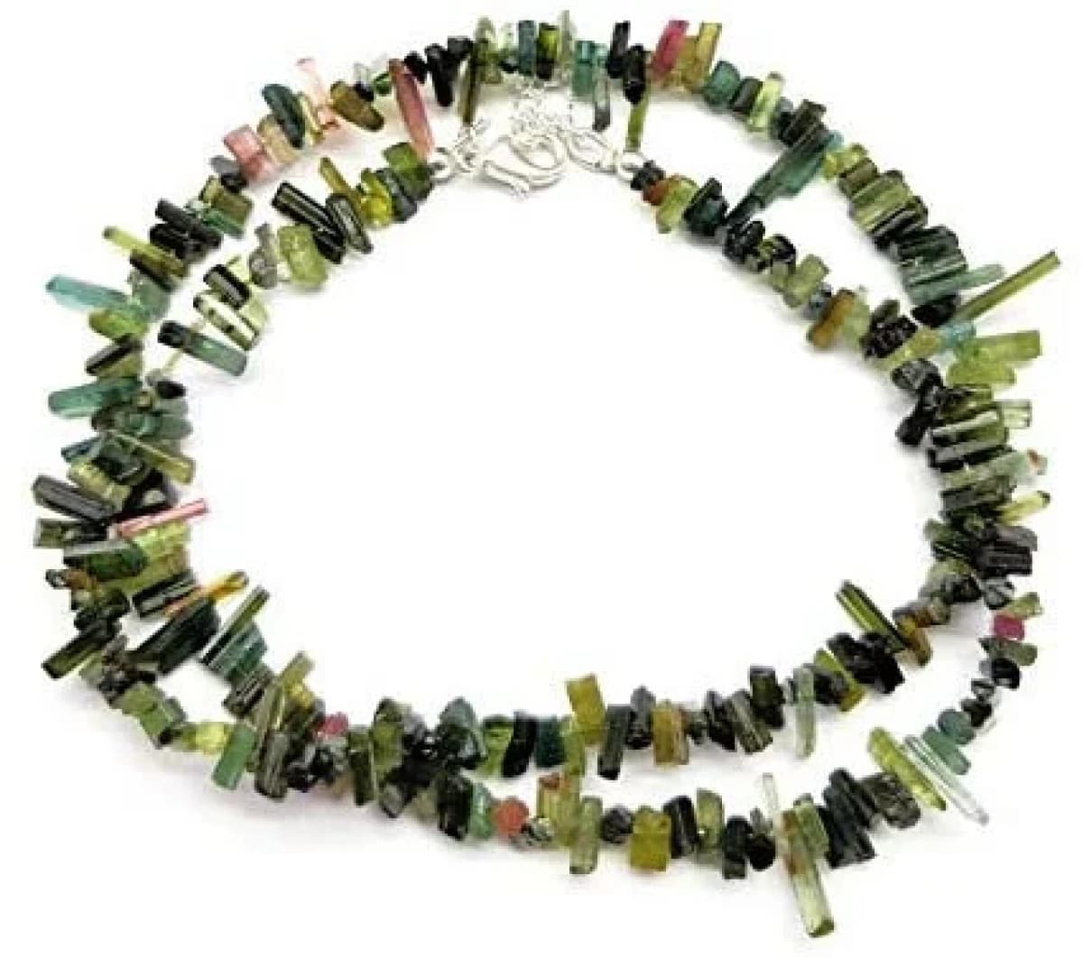 18" Green Watermelon Tourmaline Gemstone Bead Shaped Sticks Faceted