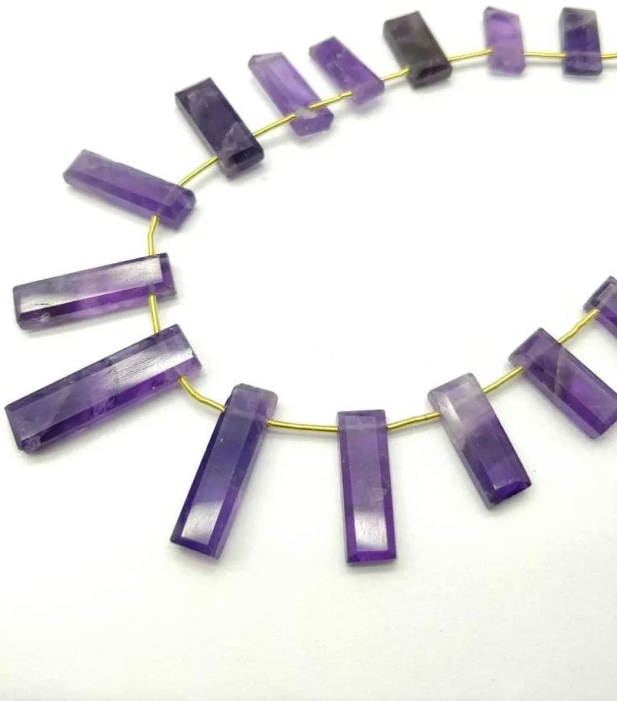 AAA Quality Amethyst Bead Shaped Rectangle Cut Faceted 10 Inches