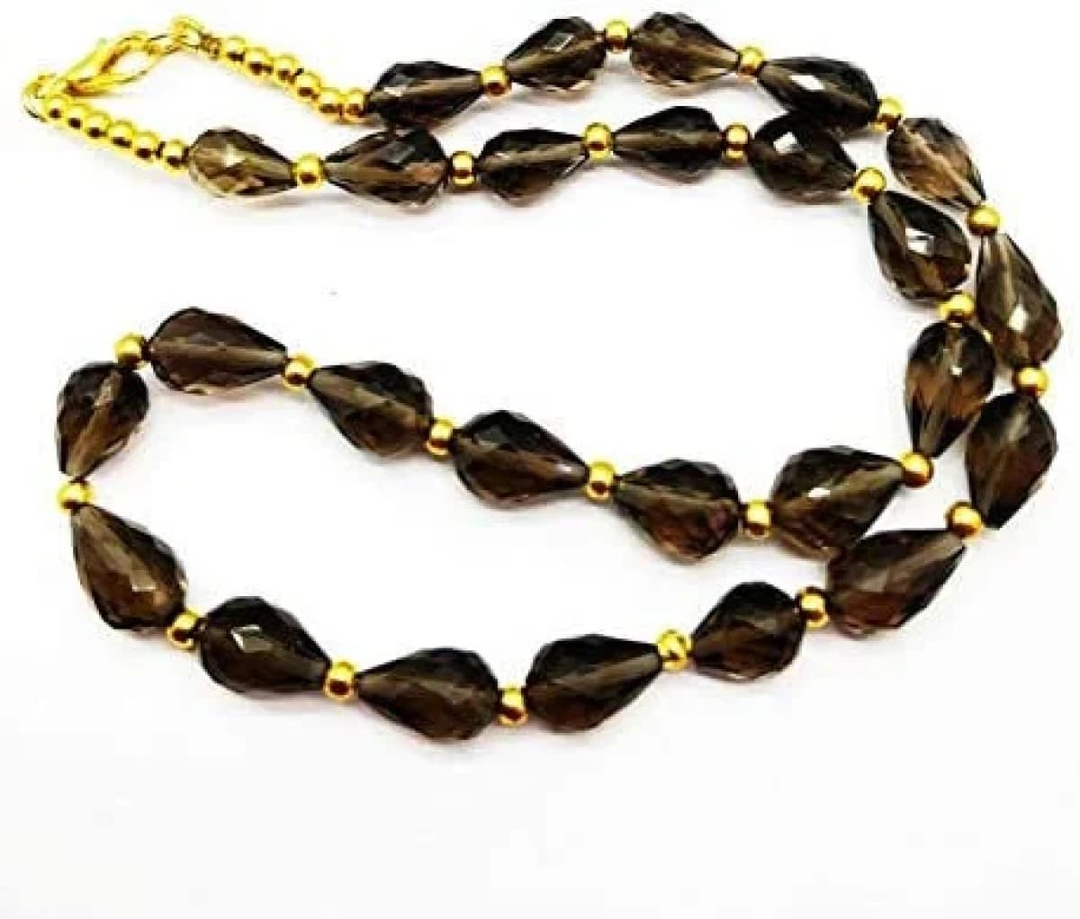 AAA Quality Smoky Quartz Gemstone Bead Shaped Teardrop Cut Faceted 16"
