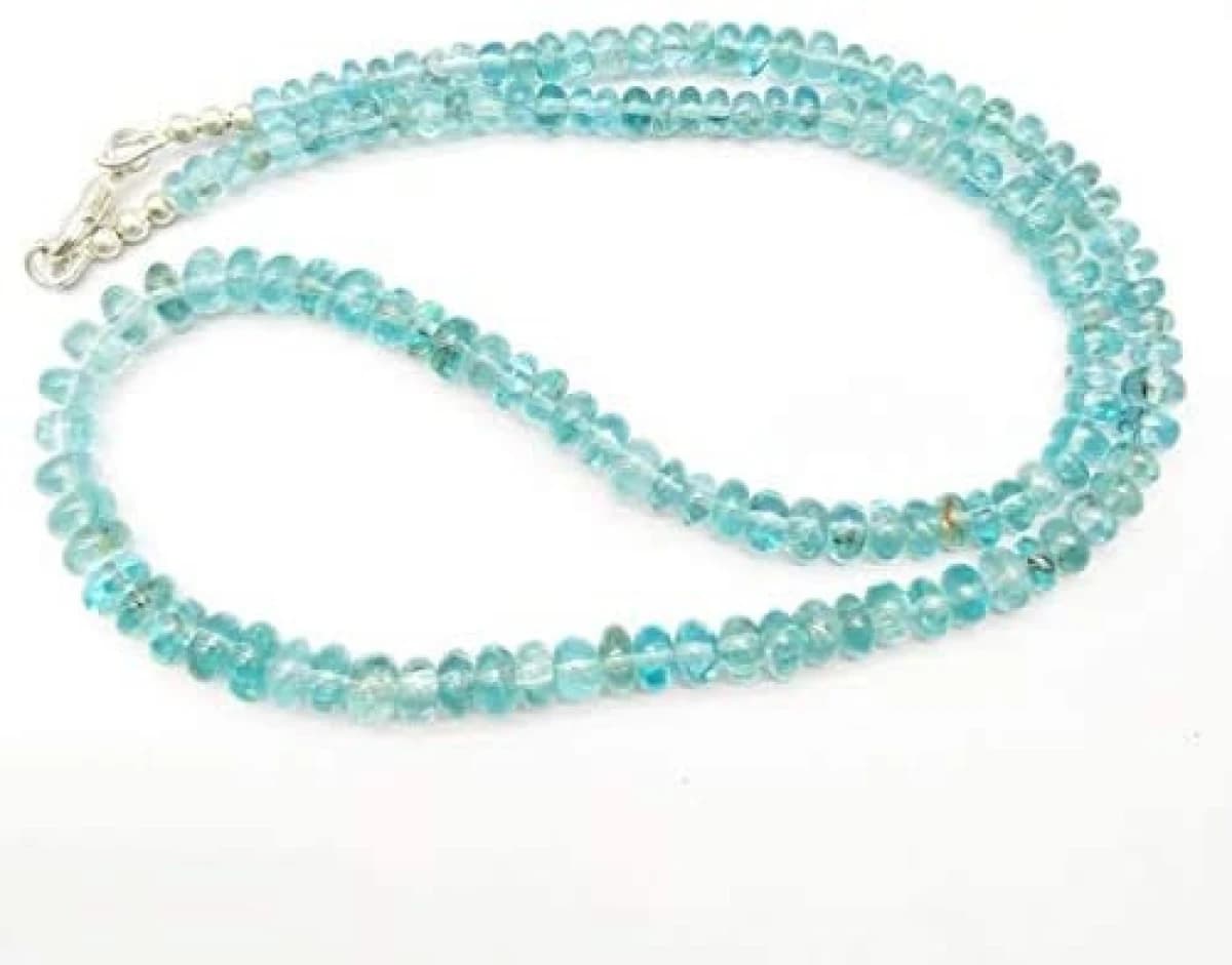 19" AAA Quality Aqua Apatite Gemstone Bead Shaped Rondelle Cut Smooth
