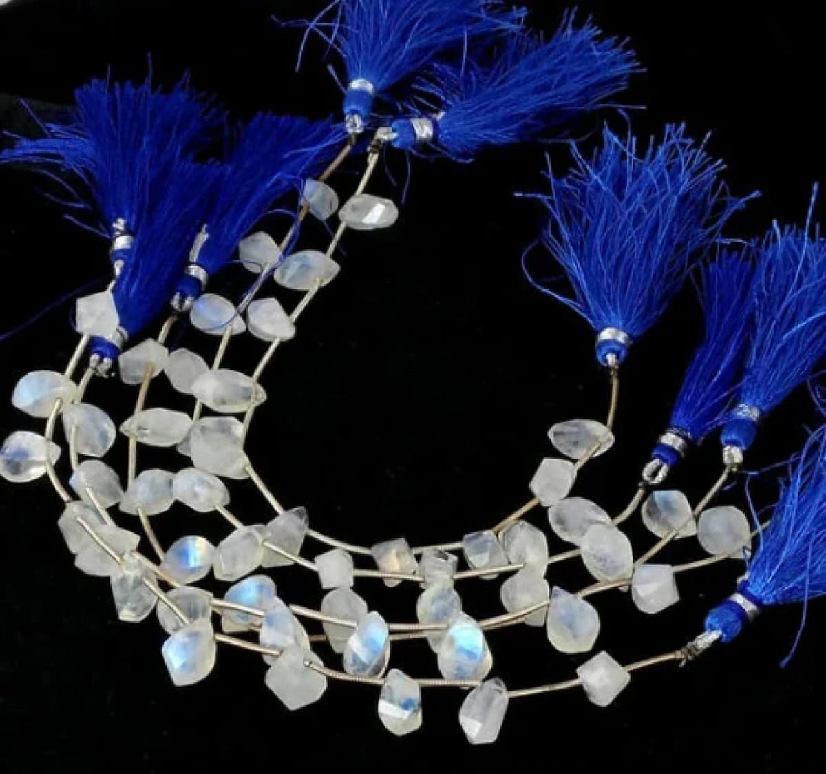 Natural Blue Fire Rainbow Moonstone Briolette Twisted Drops 6x11-7x14