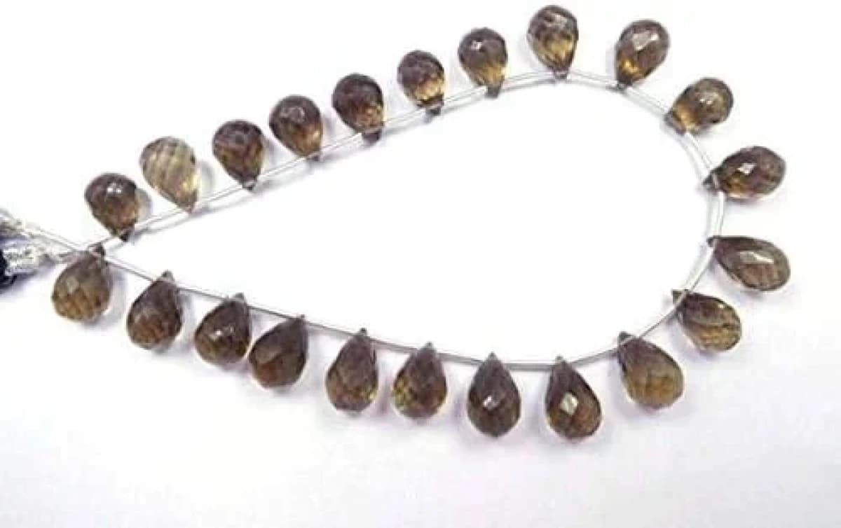 Smoky Quartz Briolette Tear Drop, 6X9-7X11 mm Faceted Shape Beads