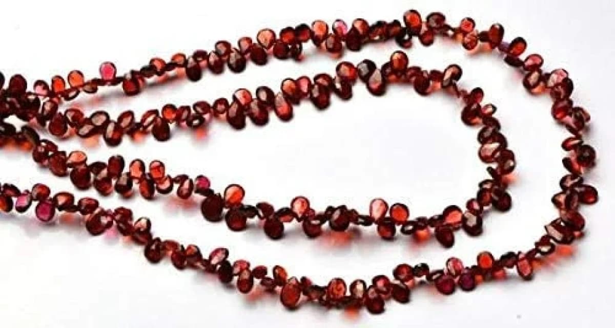 Natural Rhodolite Garnet Faceted 4x7-5x8mm Pear Shape Briolette 7Inch