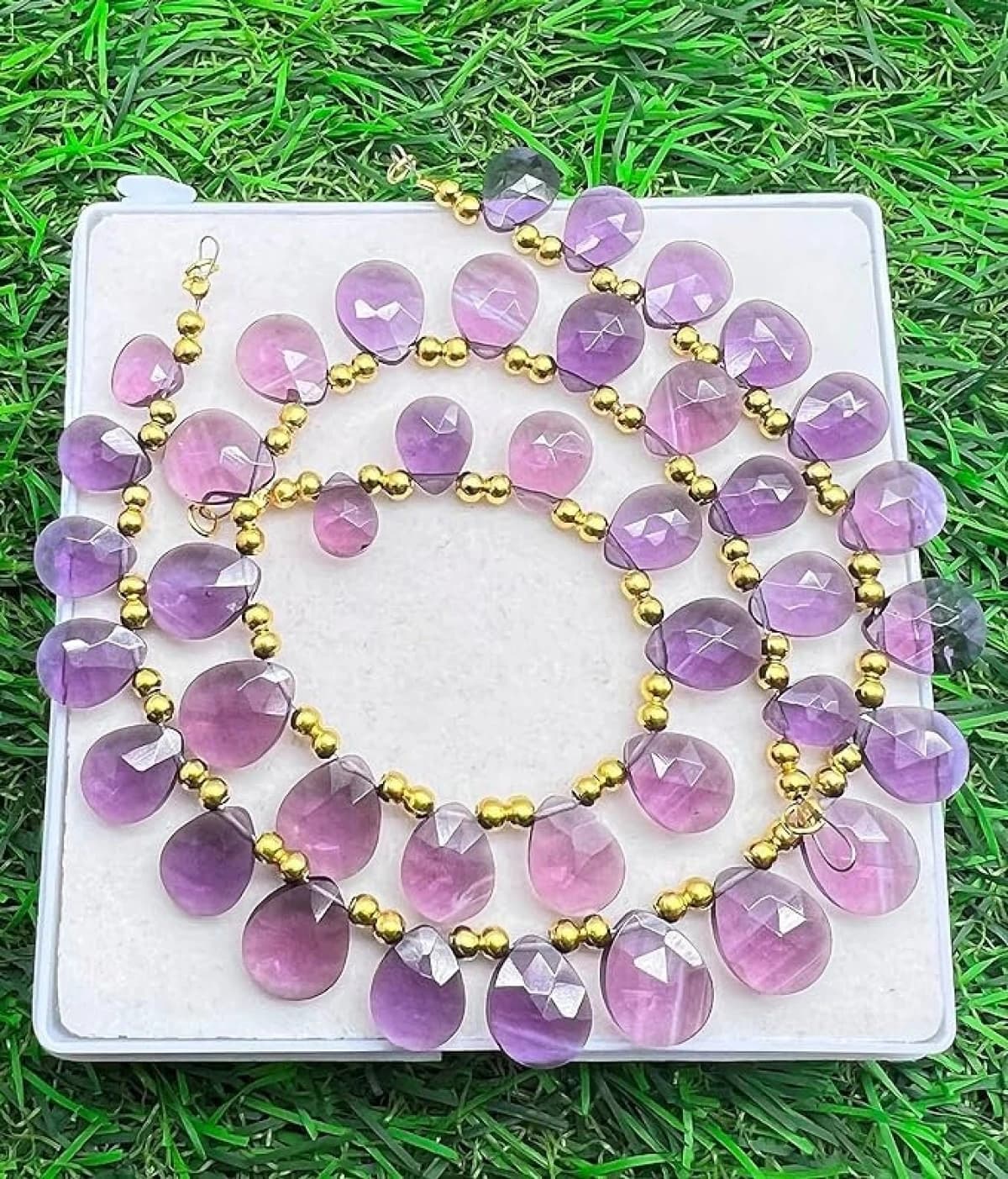 Purple Amethyst 20 Pieces Beads Size 8x6-12x9mm Shape Pear Cut Faceted