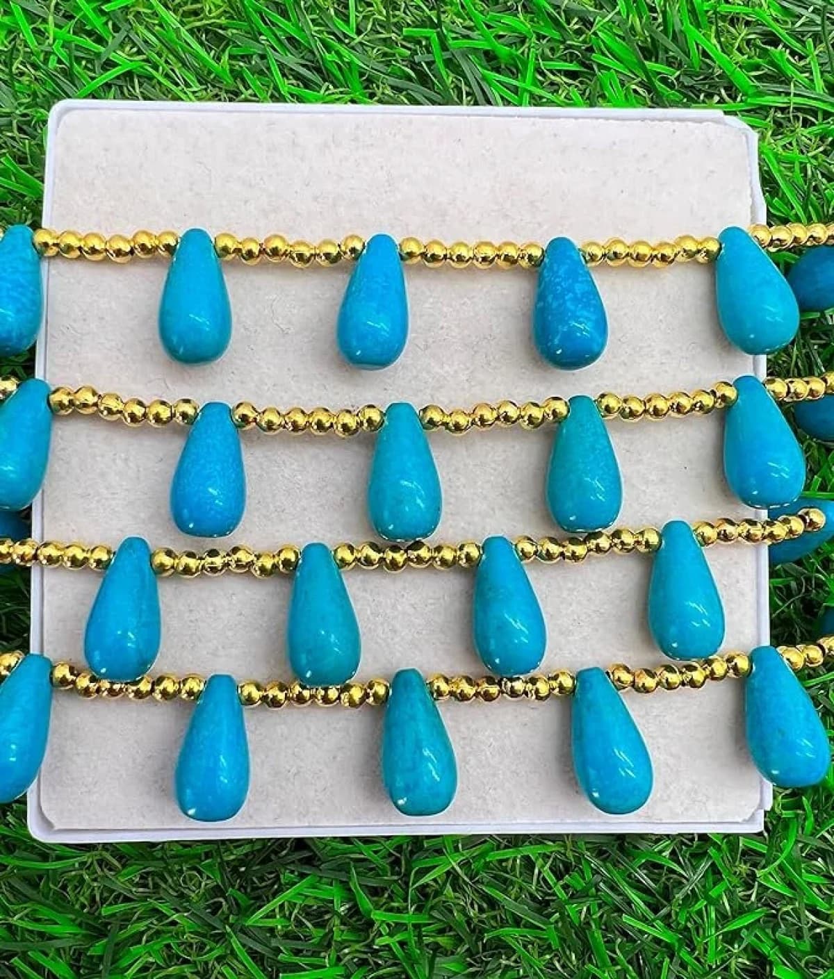 Turquoise Man Made 10 Pieces Beads Size 8x11mm Shape Drop Cut Smooth