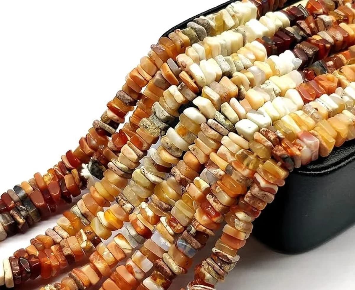 Natural Mexican fire Opal 4mm Smooth Heishi Shape Beads Square Heishi