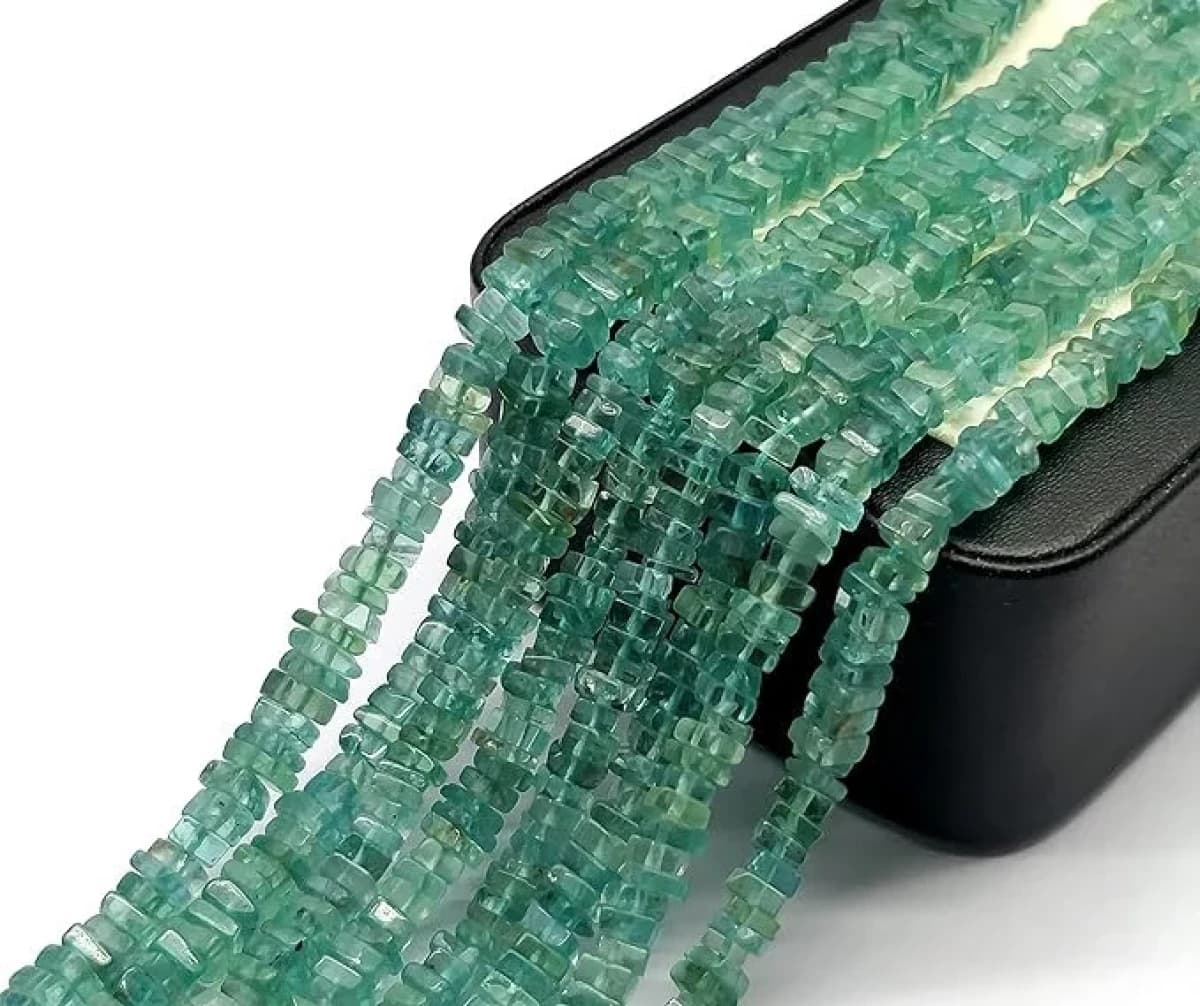 Natural Apatite 4-5mm Smooth Heishi Shape Beads Square Heishi Gemstone