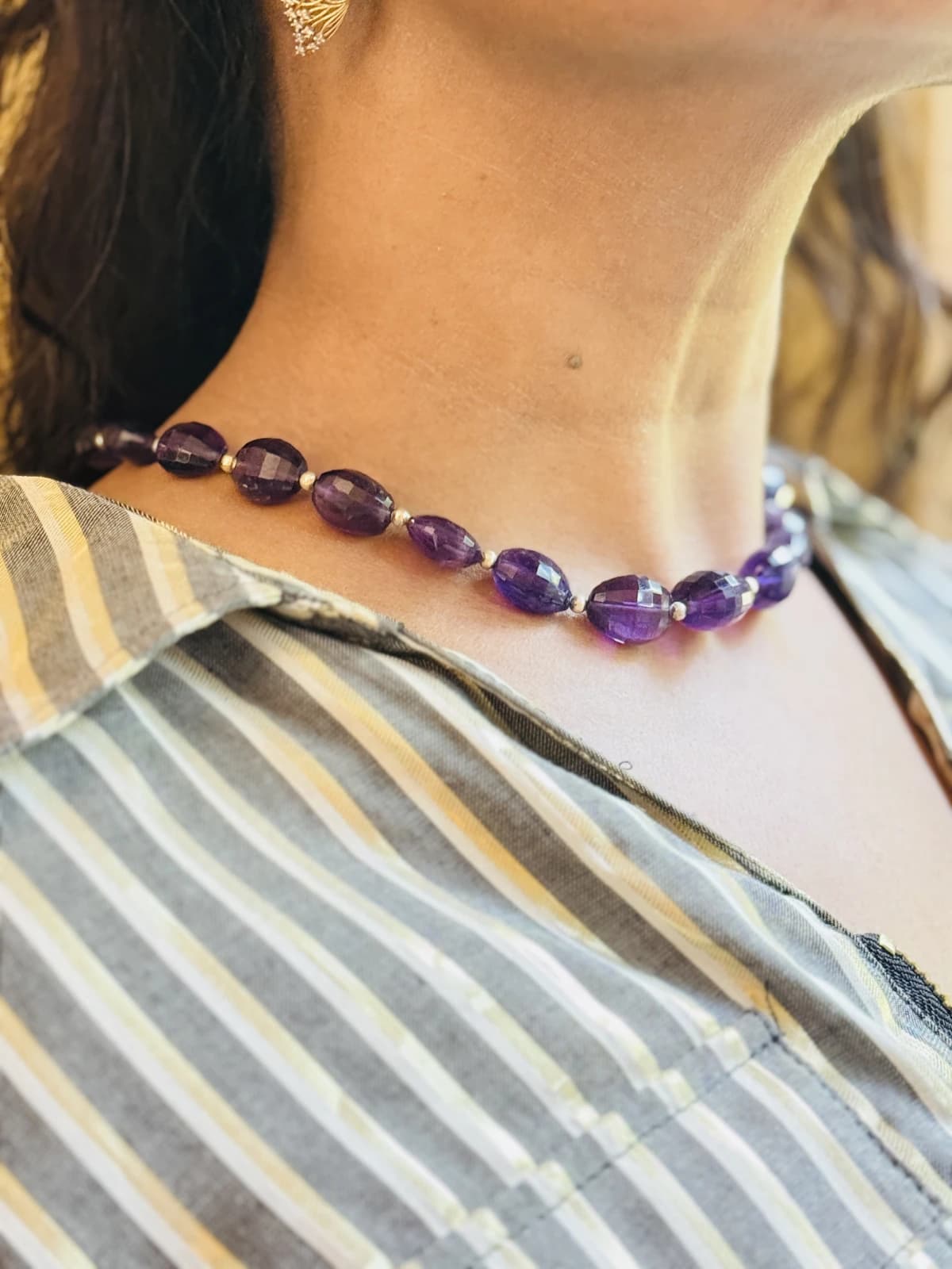 This Natural Purple Amethyst Necklace blends sophistication with Charm