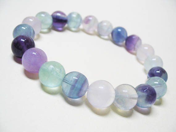 Wholesale 10mm Stretchable Multi Rainbow Fluorite Bracelet Round, Smooth 7  for mens, womens, GF, BF, Adults.